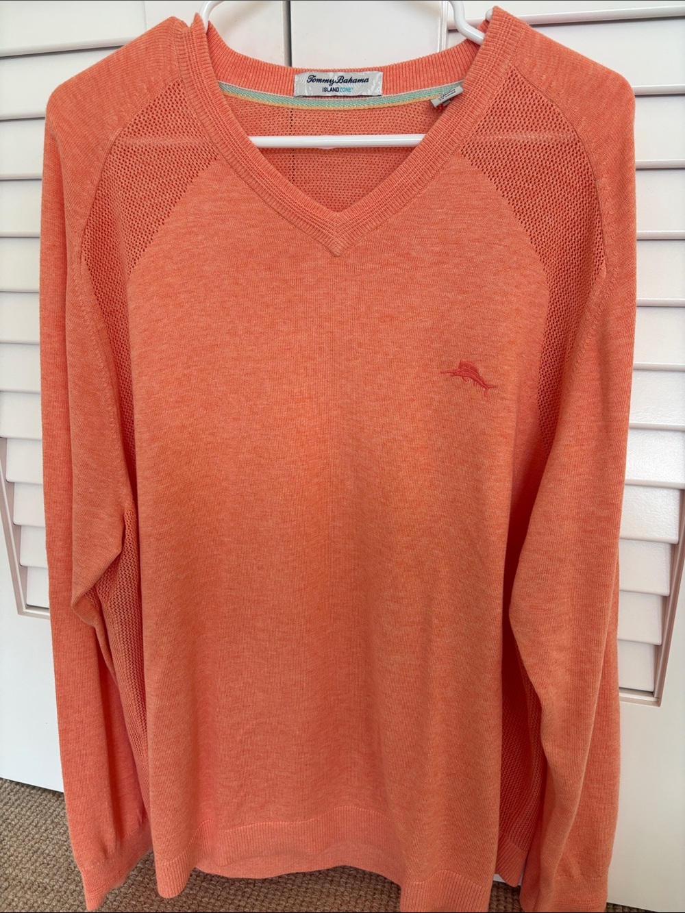 Tommy Bahama Coral Mesh-Panel V-Neck Sweater
